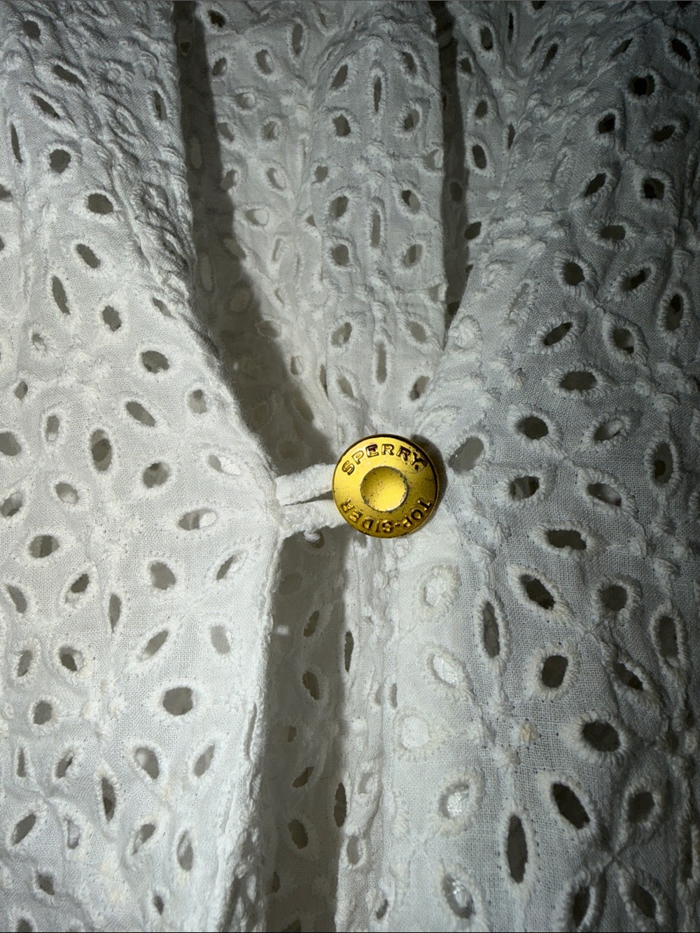 Sperry White Sleeveless Eyelet Button-Front Tunic with Gold Buttons - Picture 6 of 6